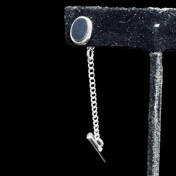 Vintage Sarah Coventry Silver Tone And Black Cufflinks & Tie Bar Set (4673) - Picture 5 of 7